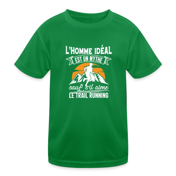 L'Homme Idéal Aime le Trail Running : Un Mythe Réel ! sur T-shirt sport Enfant