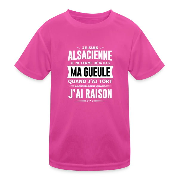 Alsacienne Je Ferme Pas Ma Gueule sur T-shirt sport Enfant