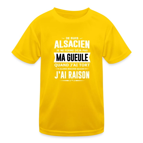 Alsacien Je Ferme Pas Ma Gueule sur T-shirt sport Enfant