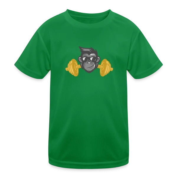 Le Singe Musclé : Gainz et Squats à la Salle sur T-shirt sport Enfant