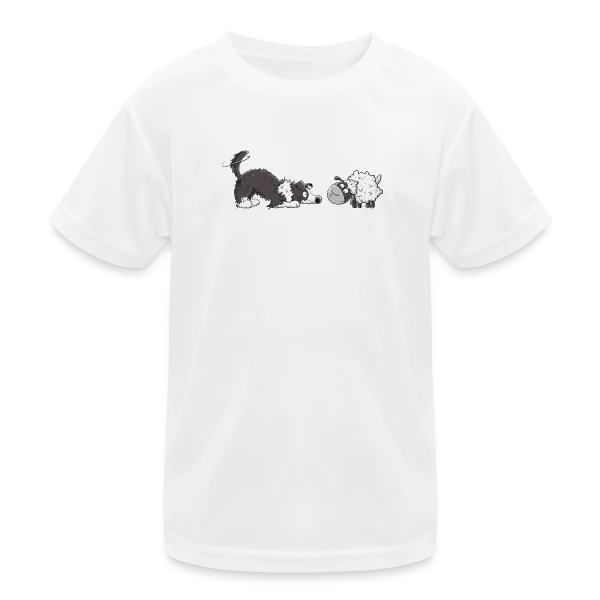 Border Collie et son Mouton Rigolo - Humour Chien sur T-shirt sport Enfant