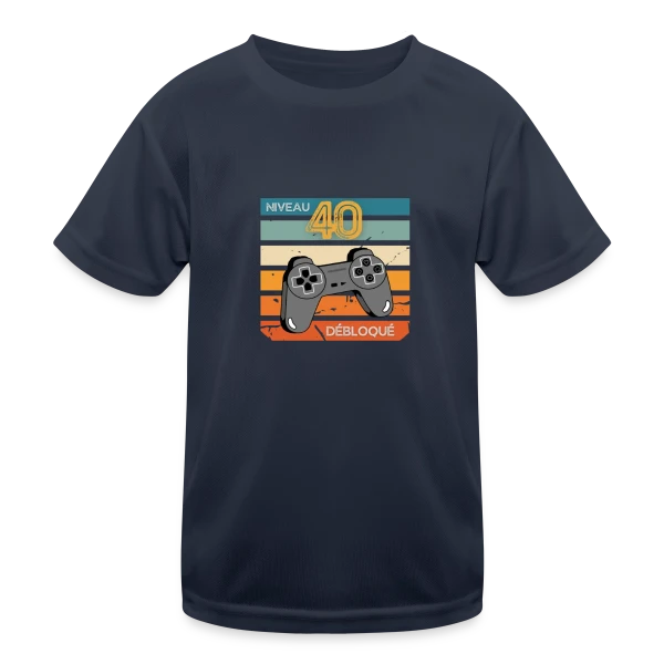 Anniversaire 40 Ans Gamer Niveau 40 Humour sur T-shirt sport Enfant