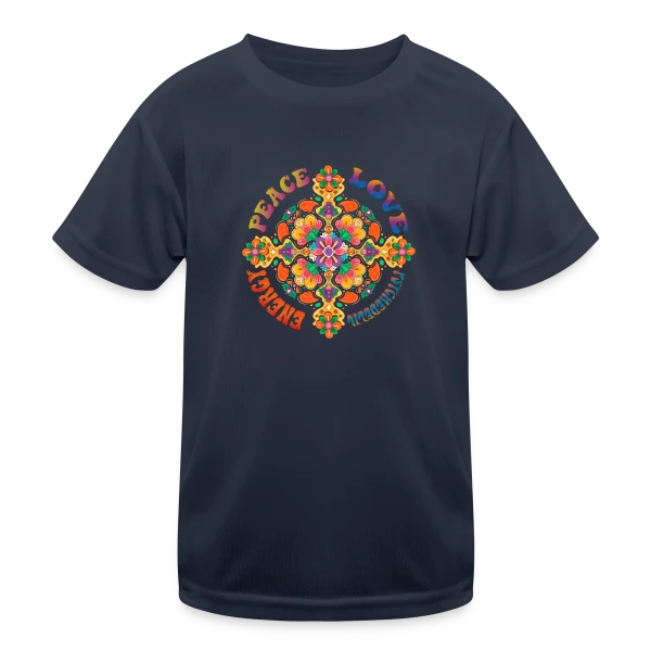 Mandala Psychédélique Peace Love sur T-shirt sport Enfant