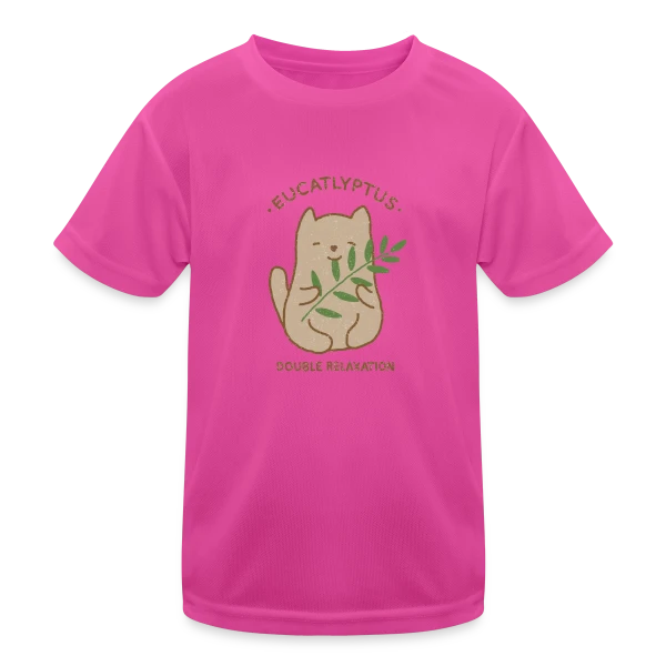 Eucalypchat : Douceur Féline et Eucalyptus sur T-shirt sport Enfant