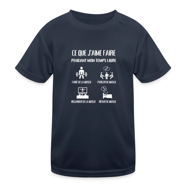 Temps Libre = Muscu ! Humour Musculation Homme sur T-shirt sport Enfant