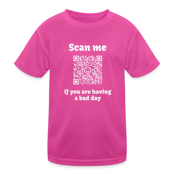 QR Code Message Doux : Raison de Sourire sur T-shirt sport Enfant