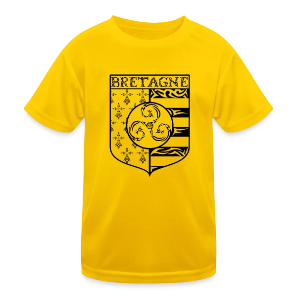 Bretagne - Blason Gwenn Ha Du Triskèle Tribal sur T-shirt sport Enfant
