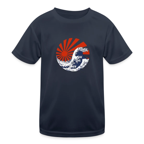 La Grande Vague de Kanagawa & Soleil Levant Yin-Yang sur T-shirt sport Enfant