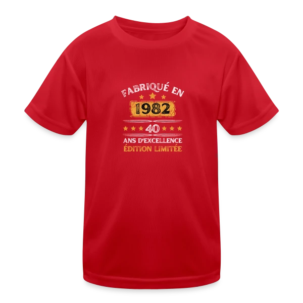 40 Ans Anniversaire : Fabriqué en 1982 Édition Vintage sur T-shirt sport Enfant