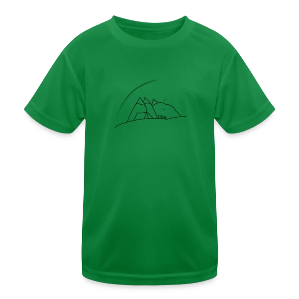 Esquisse Montagne et Tente sur T-shirt sport Enfant
