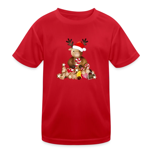 Renne de Noël Adorable avec Chapeau sur T-shirt sport Enfant