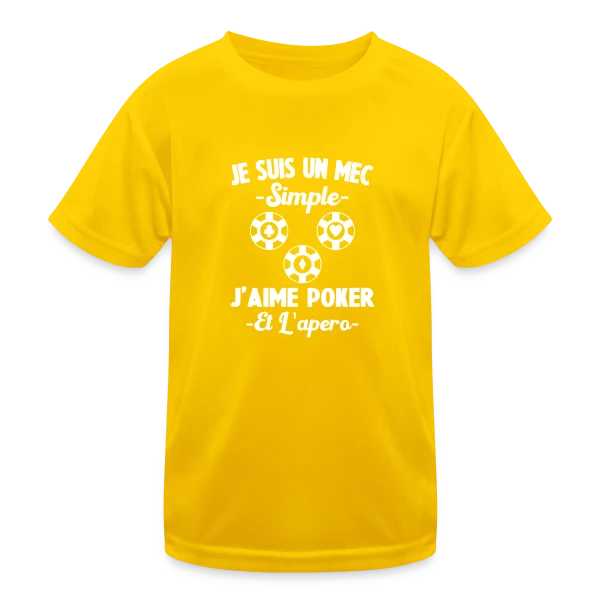 Je Suis Un Mec Simple J'aime Poker Et L'Apéro sur T-shirt sport Enfant