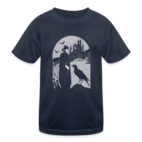 Corbeau et Château Gothique Mystérieux sur T-shirt sport Enfant