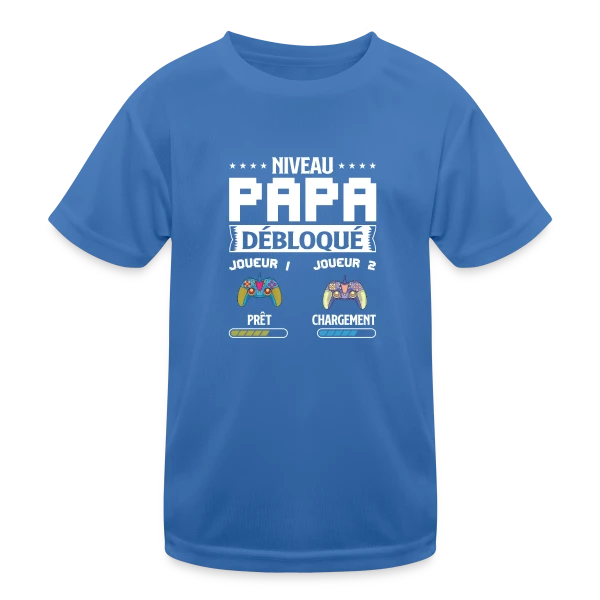 Niveau Papa Débloqué : T-shirt Futur Papa Gamer sur T-shirt sport Enfant