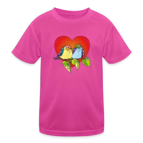 Oiseaux Amoureux Cœur sur T-shirt sport Enfant