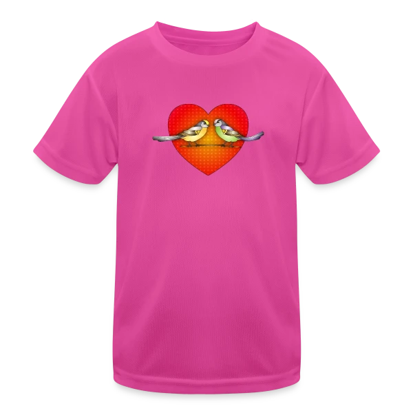 Oiseaux Amoureux Cœur sur T-shirt sport Enfant