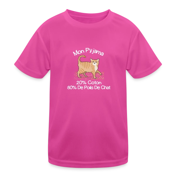 Humour 'Mon Pyjama 80% Poils de Chat' sur T-shirt sport Enfant