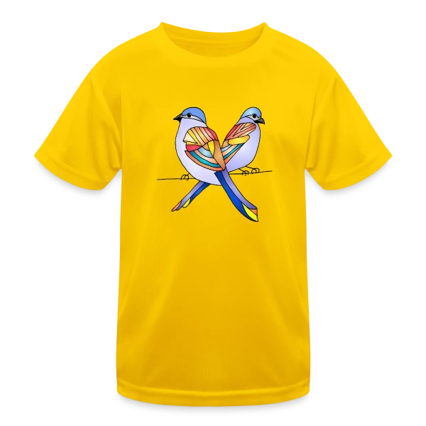 Duo Oiseaux Colorés sur T-shirt sport Enfant