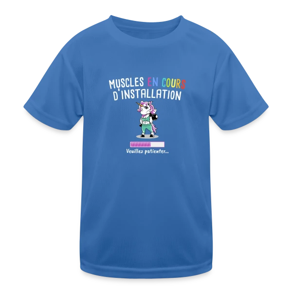 Muscles en Cours : Licorne Fitness Humour - Cadeau Sportif sur T-shirt sport Enfant