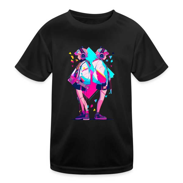 Jumelles Anime Rétro Neon 80s/90s Musique sur T-shirt sport Enfant