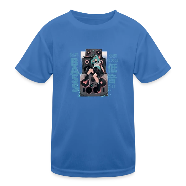 Fille Anime et Tour de Haut-parleurs - All We Need is Bass sur T-shirt sport Enfant