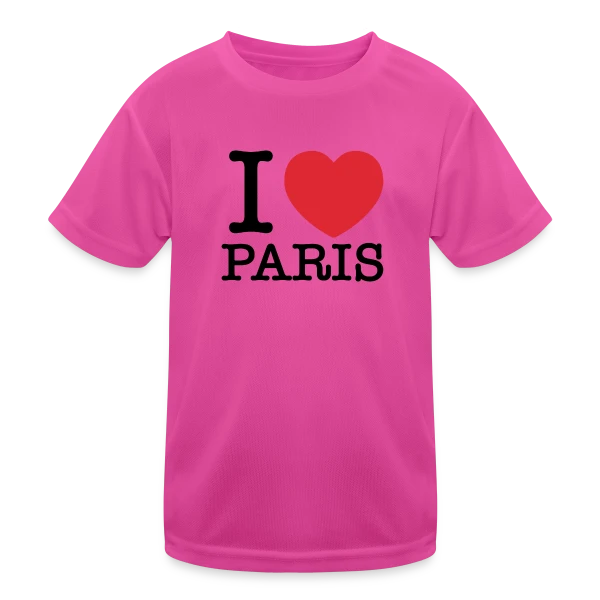 J'aime Paris Cœur Rouge sur T-shirt sport Enfant