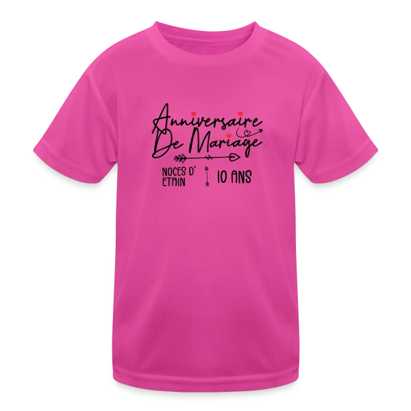Anniversaire Mariage Noces Étain sur T-shirt sport Enfant