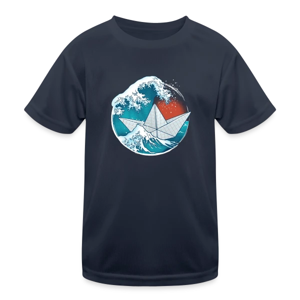 Bateau Origami dans la tempête sur T-shirt sport Enfant