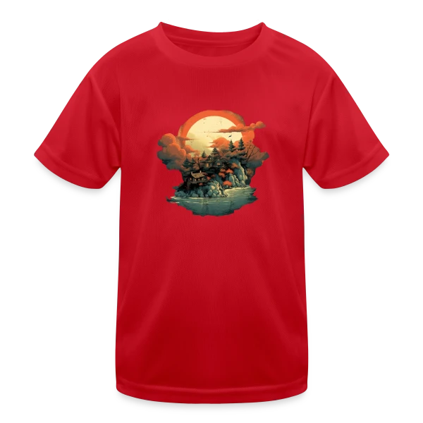Paysage Asiatique Mystique sur T-shirt sport Enfant