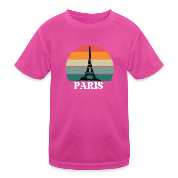 Tour Eiffel Rétro Sunset sur T-shirt sport Enfant