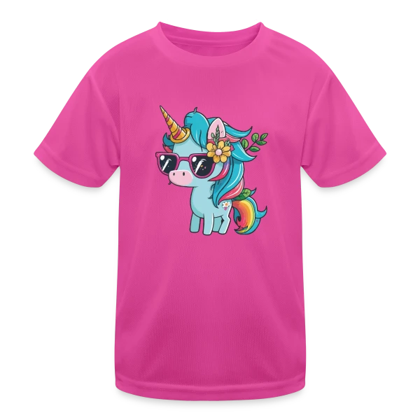 Licorne Cool Lunettes sur T-shirt sport Enfant