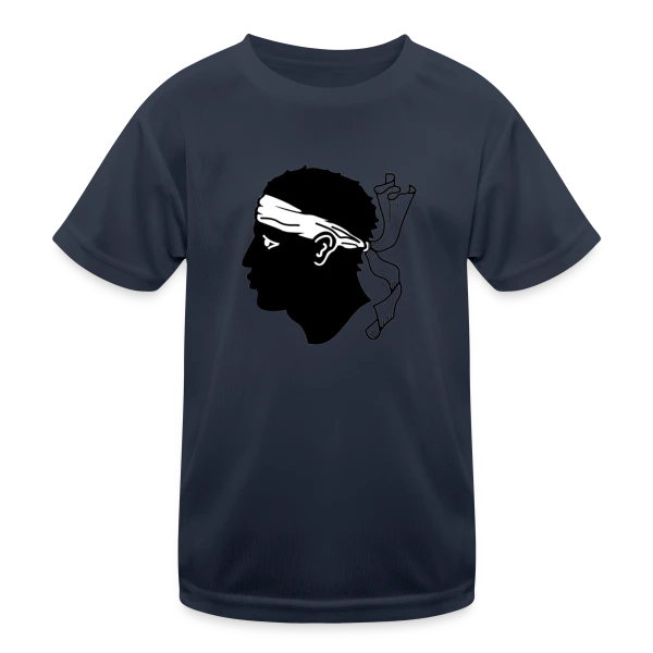 Profil Tête de Maure Corse sur T-shirt sport Enfant