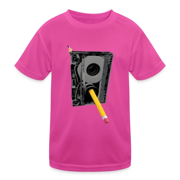Cassette Détaillée Crayon Jaune sur T-shirt sport Enfant