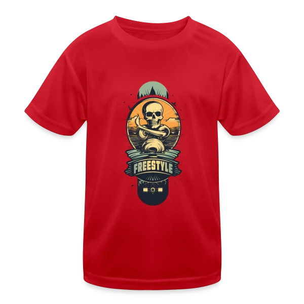 Skateboard Tête de Mort Rétro sur T-shirt sport Enfant