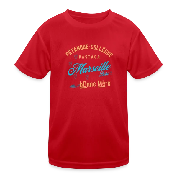 Mots Doux de Marseille sur T-shirt sport Enfant