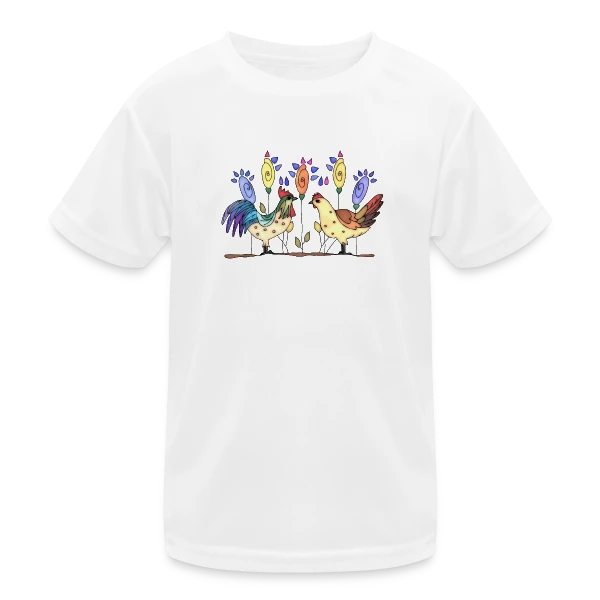 Duo Fermier Coq & Poule sur T-shirt sport Enfant