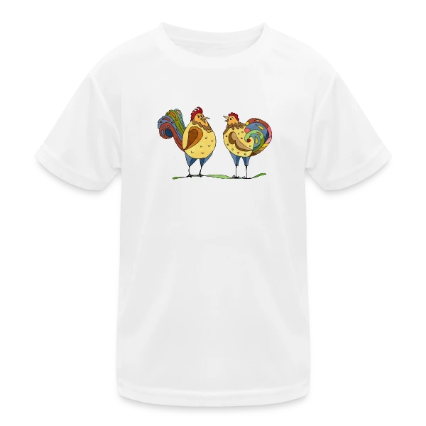 Duo Coq & Poule Champêtre sur T-shirt sport Enfant