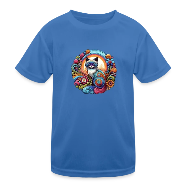 Chat Psychédélique Années 70 sur T-shirt sport Enfant