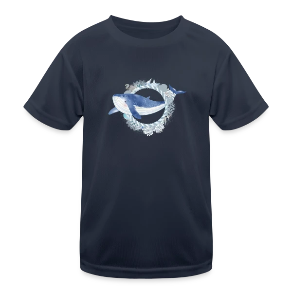 Baleine Bleue et Récif Corallien - Style Aquarelle sur T-shirt sport Enfant