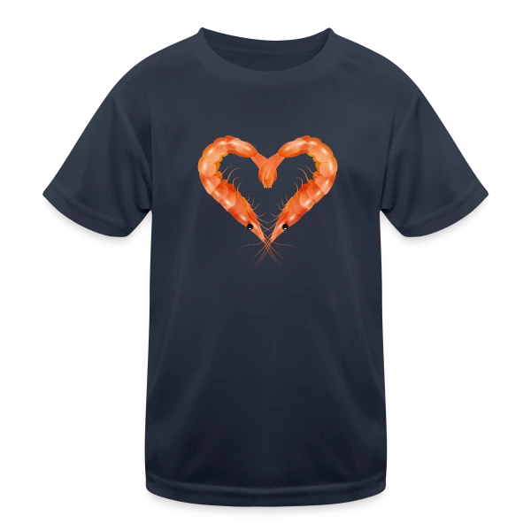 Cœur de Crevettes Roses sur T-shirt sport Enfant