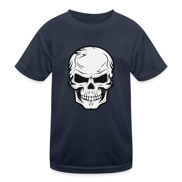Crâne Sinistre et Malicieux sur T-shirt sport Enfant