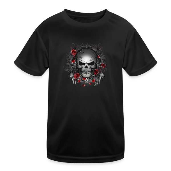 Crâne Gothique Mystique aux Roses Rouges sur T-shirt sport Enfant