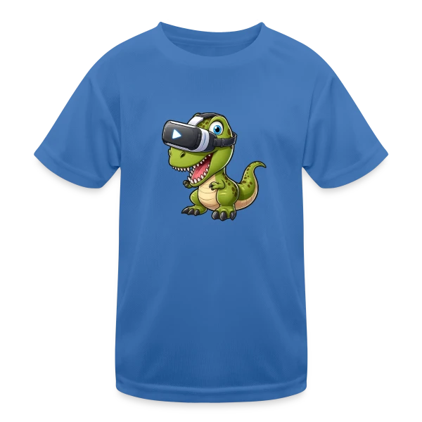Dino T-Rex en Réalité Virtuelle – Humour Geek sur T-shirt sport Enfant