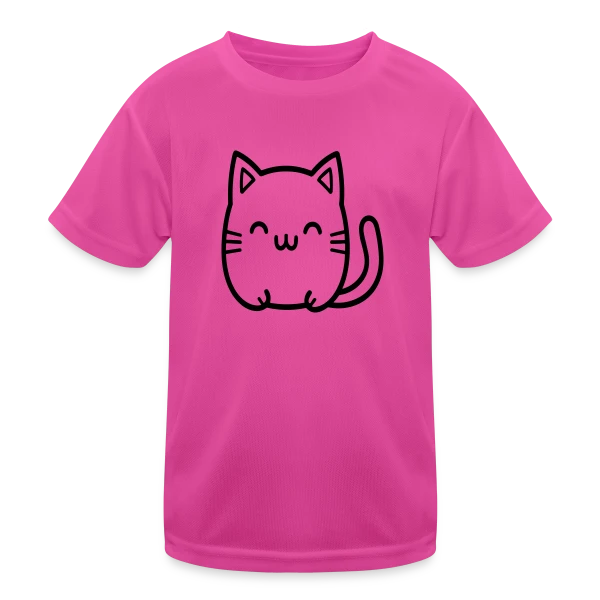 Chat Kawaii Souriant sur T-shirt sport Enfant