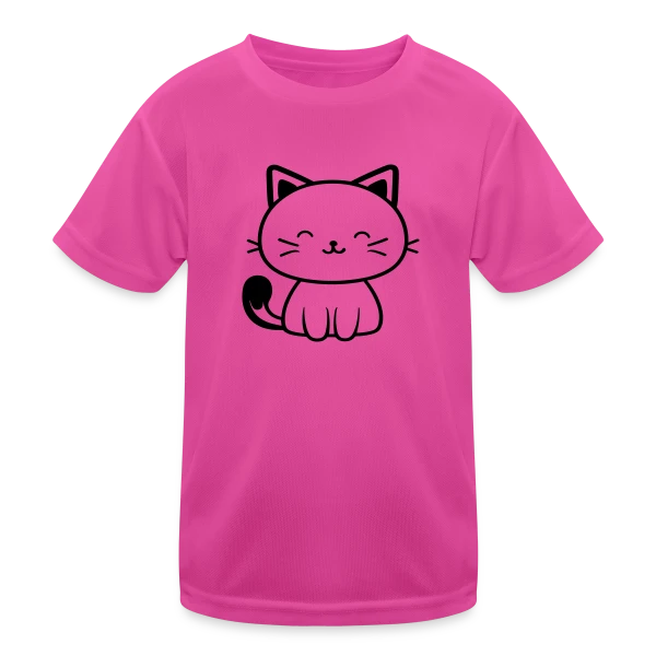 Chaton Kawaii Souriant sur T-shirt sport Enfant