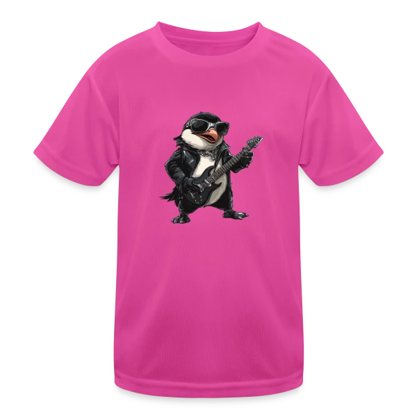 Pinguin Rocker Guitariste Heavy Metal sur T-shirt sport Enfant