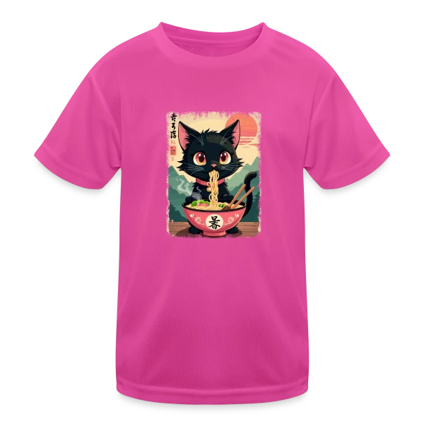 Chat Kawaii Ramen sur T-shirt sport Enfant