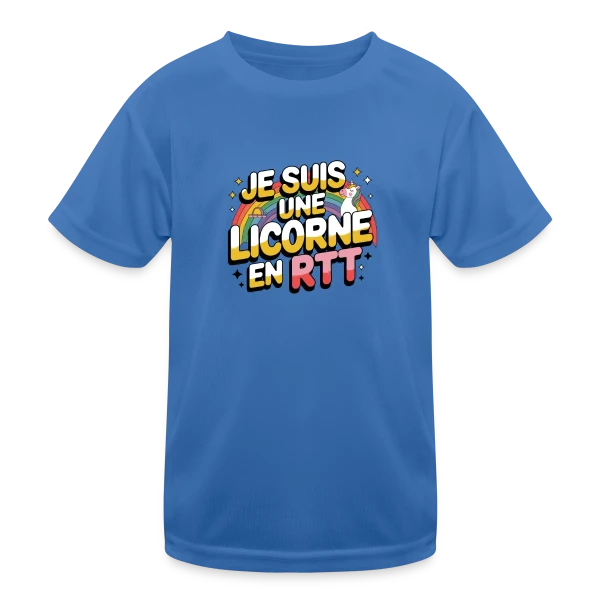 Licorne en RTT Arc-en-ciel sur T-shirt sport Enfant