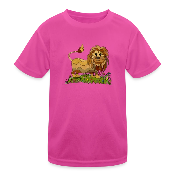 Lion Joyeux Prairie Fleurie sur T-shirt sport Enfant