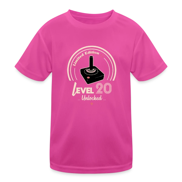 Gaming "Niveau 20 Débloqué" - Rétro Anniversaire sur T-shirt sport Enfant